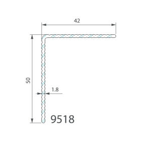Ukončovací okopový hliníkový "L" profil TWINSON 42x50mm (4,5 m) 9518-66 hnedá elox