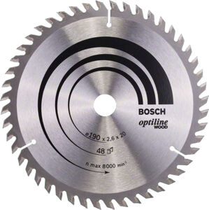 Kotúč pílový na drevo Bosch Standard for Optiline Wood 190×20/16×2,6 mm 48 zubov